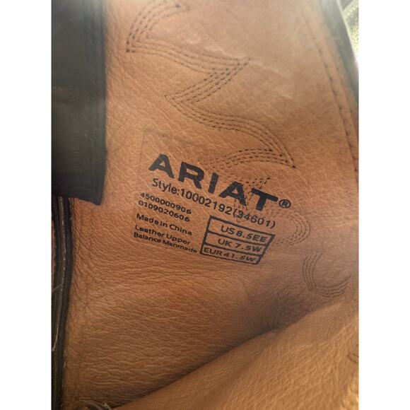 Ariat Western Cowboy Leather Boots Men's Size 8.5EE Classic Black Style 10002192 - Picture 8 of 16